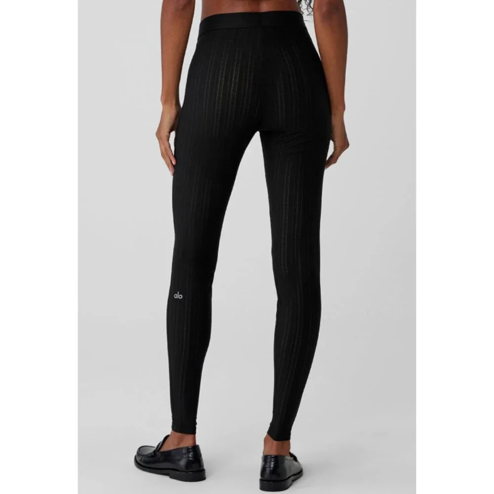NEW Alo High-Waist Euphoria Leggings Black Mesh Sheer See-Through Transparent S